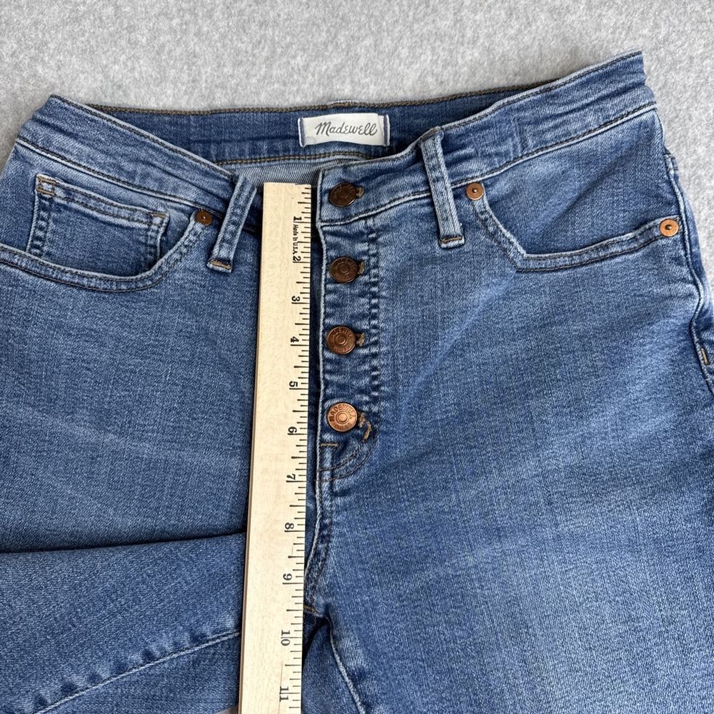 Madewell Mid Rise Skinny Crop Jeans Women Sz 30 Blue Wash Stretch Button Fly - Picture 5 of 8